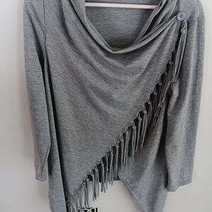 Cozy Light Gray Asymmetrical Cardigan Women's M/L